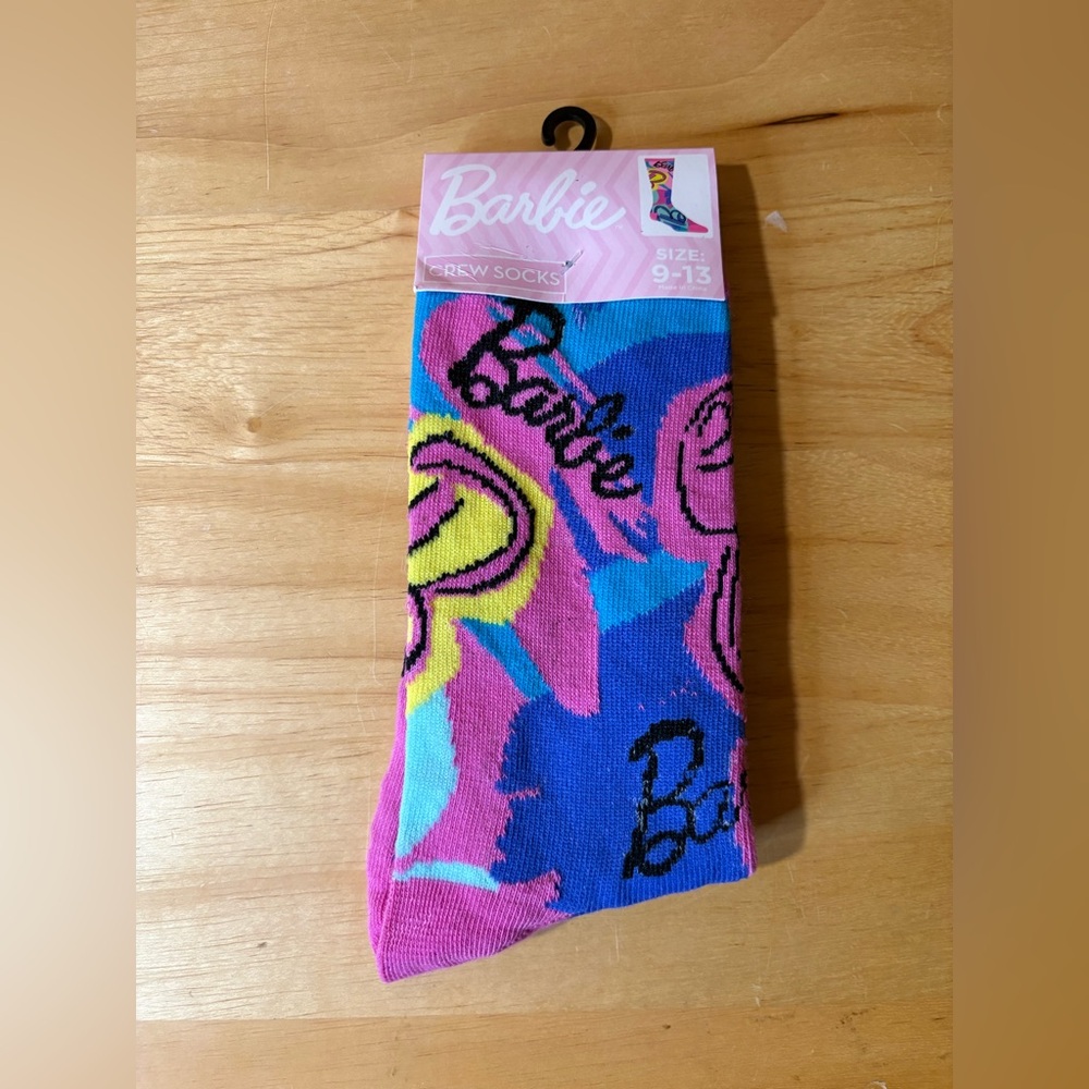 Barbie Crew Socks Pink Graphic Pattern Women’s Size 9-13 New